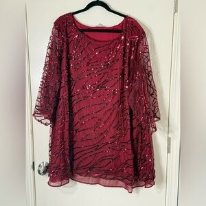 NWOT Catherine’s Women’s‎ Red Sequins Chiffon Duet Blouse Plus Size 4X